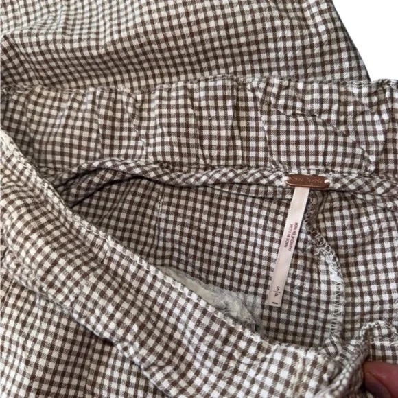 FREE PEOPLE Kate Plaid Straight Leg Pant in Brown & White in Size Small - Picture 8 of 8